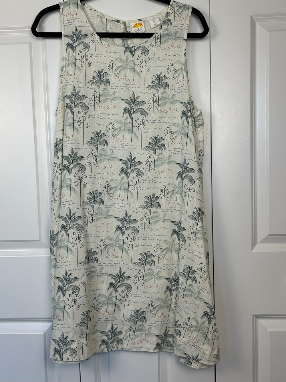 C&C California Cream Palm-Print A-Line Dress - Picture 2 of 6